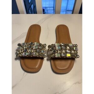Madden Girl by Steve Madden Sandals Size 8.5 Women's Rhinestone Flats